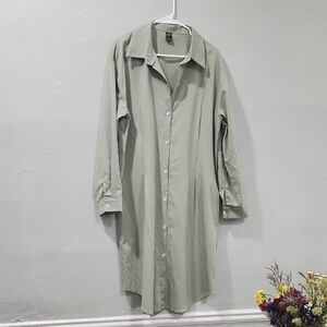 Sage Green Button-Up Shirt Dress